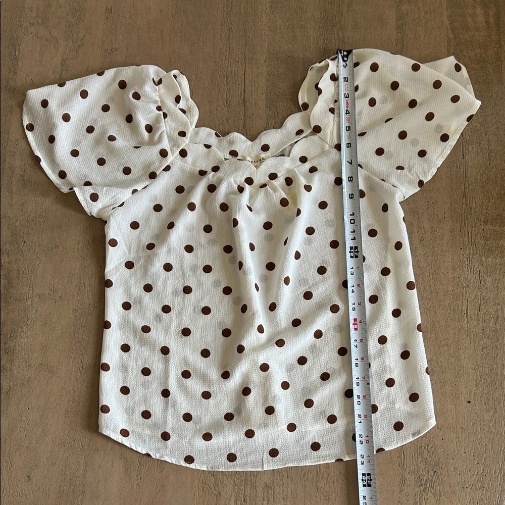 Monteau Cream and Brown Polka Dot Blouse